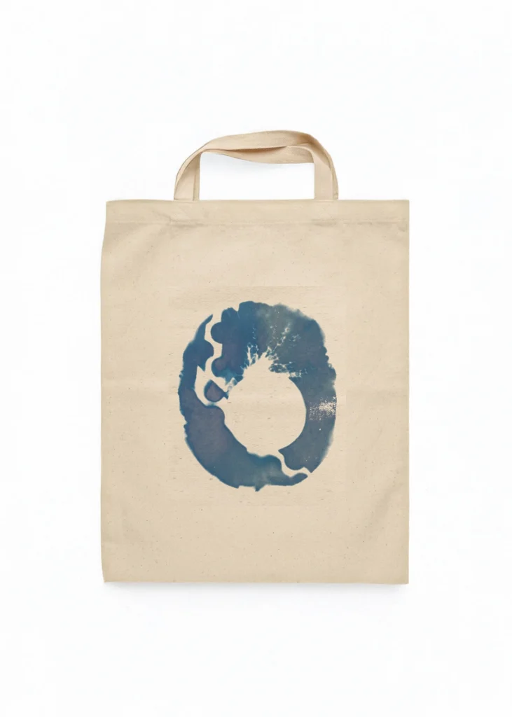 Dairesel Organik Negatifli Cyanotype Bez Çanta