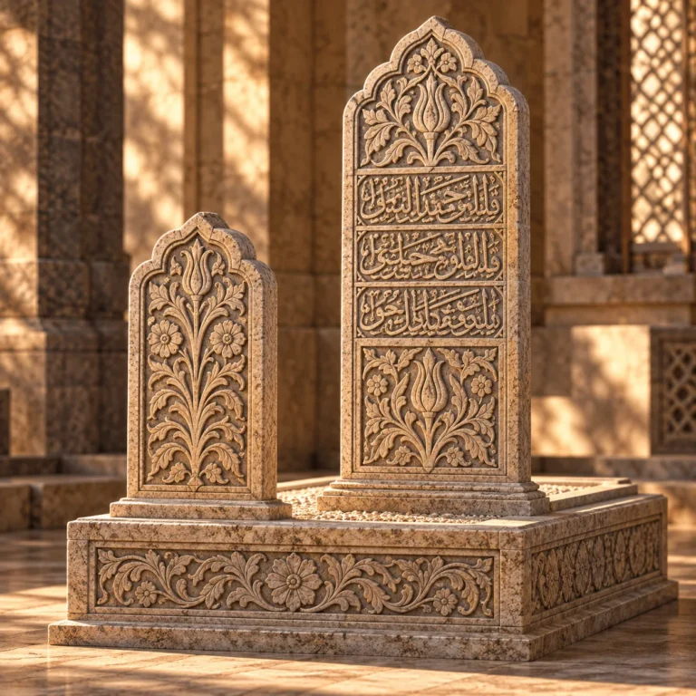 Sivri tepelik, epigrafik alan ve bitkisel-geometrik bordürlere sahip şahide.