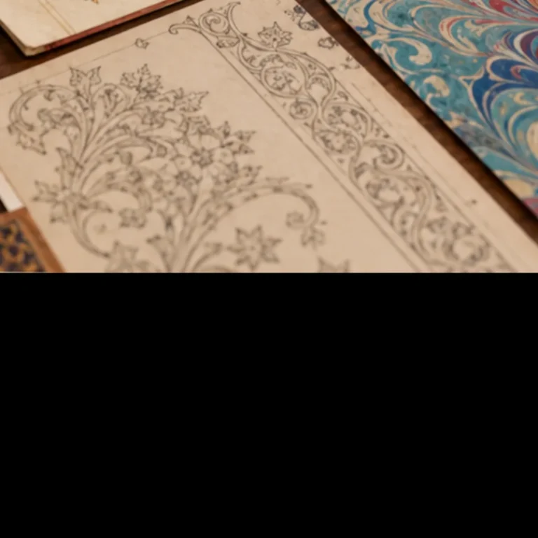 Bitkisel motiflerin çizim ve kompozisyon hazırlığını gösteren desen taslağı.
