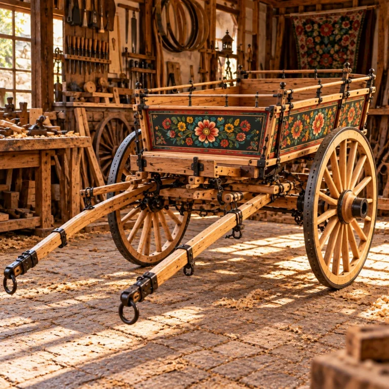 Çiçekleme bezemeli geleneksel at arabası.