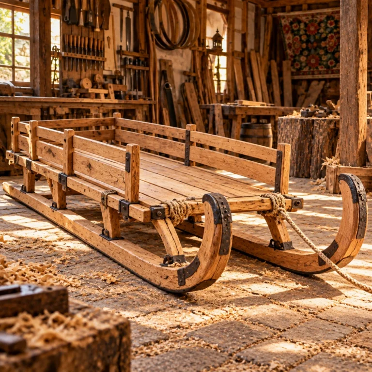 Tekerleksiz ahşap sürükleme ve kızak taşıtı.