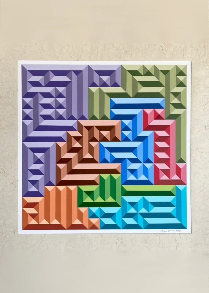 Çok Renkli Geometrik Yazı Kompozisyonu