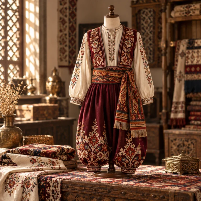 Nakış, kuşak ve tekstil yüzeyinin giysi tasarımına entegre edildiği tekil yerel zanaat odaklı moda örneği.